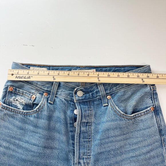 Levi's Ribcage Straight Ankle Jeans Distressed Lyocell Medium Wash - Size 28 - Picture 7 of 9